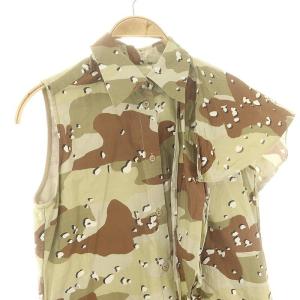 MM6 Maison Margiela ノースリーブデザインシャツワンピース アシンメトリー ひざ丈 迷彩柄 カモフラ デザートカモ 36 XS