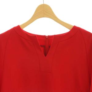 ADORE ミドルジョーゼットワンピース キーネック 長袖 ひざ丈 38 M 赤 レッド