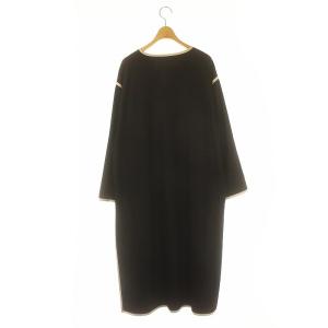ADORE 22AW ブライトツイルワンピース 長袖 ロング スリット 38 黒 ブラック