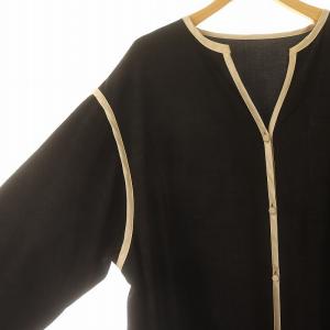 ADORE 22AW ブライトツイルワンピース 長袖 ロング スリット 38 黒 ブラック