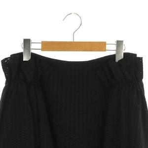 ADEAM ドッキング タック フレアスカート ロング ミモレ丈 4 黒 ブラック /MI OS