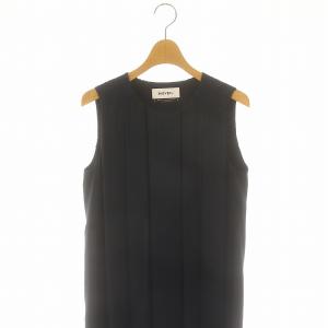 MUVEIL 星柄レースOP ワンピース ロング ノースリーブ プリーツ 36 紺 ネイビー /NR OS