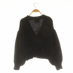 Chesty パールフラワールーズカーディガン ニット 長袖 Vネック F 黒 ブラック