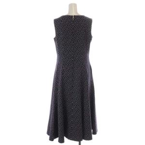 Aveniretoile Dutel社 ドットジャガード ワンピース ノースリーブ ロング スクエアネック 36 S 紺 ネイビー