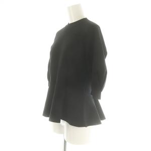 ESTNATION ペプラムニット セーター 五分袖 コットン F 黒 ブラック