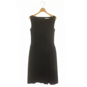 ミュゲ フレアワンピース 膝丈 ノースリーブ ボートネック 38 黒 ブラック 40621 /DO OS