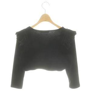 FOXEY NEW YORK 25157 ベロアボレロ ショートジャケット ノーカラー 38 黒 ブラック