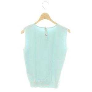 FOXEY Macaron ノースリーブ ニット カットソー 38 ミントブルー