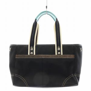 COACH ハンプトンズ ウイークエンド ハンドバッグ トートバッグ ナイロン レザー 水色 ライトブルー 黒 ブラック F11992
