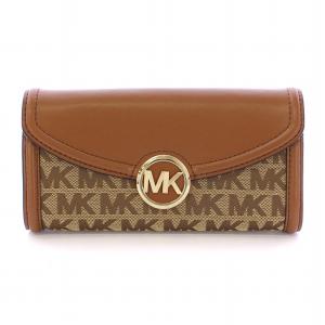 長財布 ウォレット MKシグネチャー 総柄 ロゴ ゴールド金具