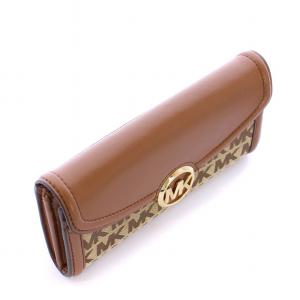 MICHAEL KORS 長財布 MK ロゴ フラップ ウォレット 茶 ブラウン