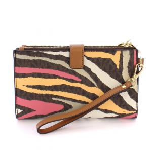 MICHAEL KORS 長財布 二つ折り ゼブラ柄 ウォレットバッグ 茶 ブラウン /DK OF