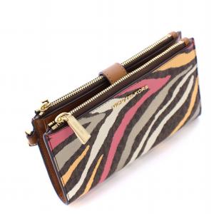 MICHAEL KORS 長財布 二つ折り ゼブラ柄 ウォレットバッグ 茶 ブラウン /DK OF