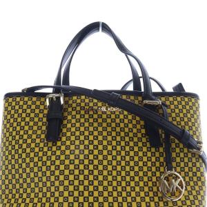 MICHAEL KORS ロゴ チェッカー ハンドバッグ ショルダーバッグ 2way 黄色 イエロー 黒 ブラック /SR10