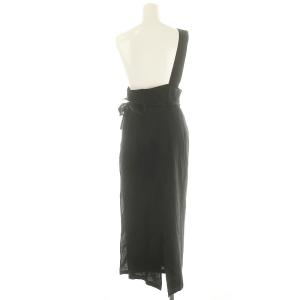 ENFOLD Light Linen エプロンSKIRT スカート ラップスカート ロング ワンショルダー 36 黒 ブラック