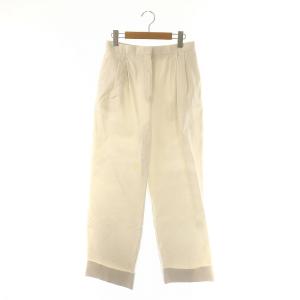 コットン タック パンツ ストレート ジッパーフライ 4 白 ホワイト