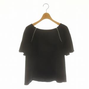 ケープスリーブトップス ブラウス プルオーバー 半袖 36 黒 ブラック