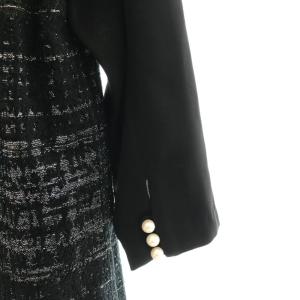 GRACE CONTINENTAL 22AW ラメツイードコンビワンピース 膝丈 長袖 切替 36 黒 銀色 ブラック シルバー色