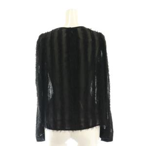 Diagram GRACE CONTINENTAL 23AW フリンジパフスリーブブラウス プルオーバー 長袖 シアー 36 黒 ブラック
