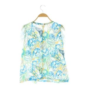 GRACE CONTINENTAL 24SS フラワーガーデンプリントトップス ブラウス プルオーバー ノースリーブ 36 白 マルチカラー