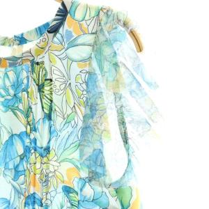 GRACE CONTINENTAL 24SS フラワーガーデンプリントトップス ブラウス プルオーバー ノースリーブ 36 白 マルチカラー