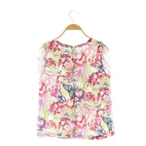 GRACE CONTINENTAL 24SS フラワーガーデンプリントトップス ブラウス プルオーバー ノースリーブ 総柄 36 紫 マルチカラー