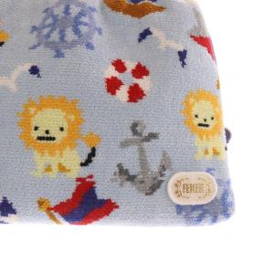 FEILER BARNEYS NEWYORK ライオン&マリン柄 手付き巾着 バッグ ハンドバッグ 水色 ブルー /SR26