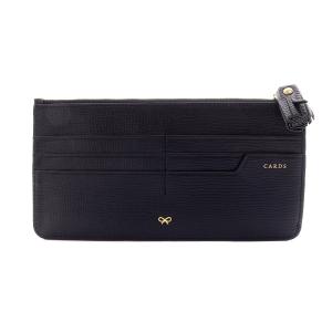 ANYA HINDMARCH エンベロープ スリムジップウォレット ネイビー