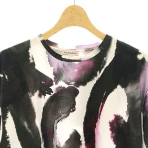 Alexander McQueen Tシャツ カットソー 半袖 総柄 コットン 40 白 黒 紫