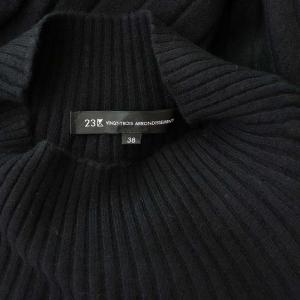 23区 24AW セミウーステッド モックネック ニット セーター 長袖 ボリュームスリーブ 38 黒 ブラック