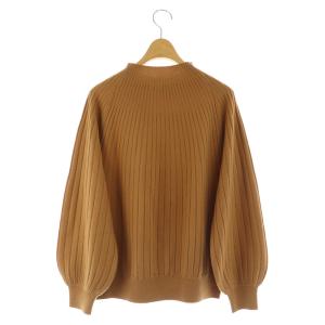 23区 24AW セミウーステッド モックネック ニット セーター 長袖 ボリュームスリーブ 38 茶 ブラウン