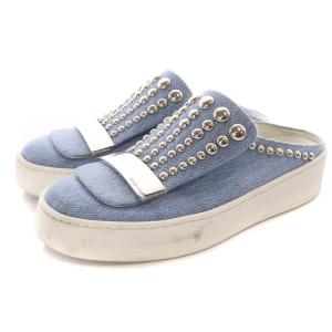 Sergio Rossi SR1 デニムスリッポンサンダル スニーカー キャンバス 36 23cm 青 ブルー A80340