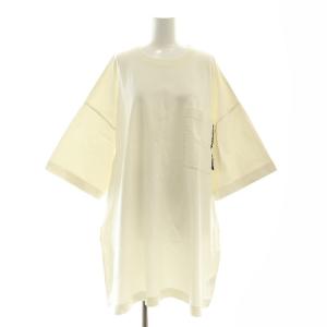 cotton jersey big T-dress Tシャツワンピース ひざ丈 七分袖 36 オフホワイト