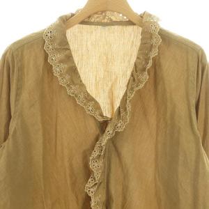 45rpm ハケ目カットワークのカシュクール ブラウス キャメル