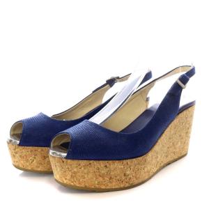 PRAISE サンダル コルクウエッジソール スリングバック パイソンレザー ストラップ 35 22cm