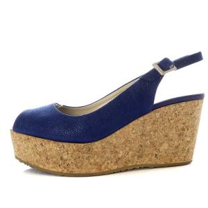 JIMMY CHOO PRAISE サンダル コルクウエッジソール スリングバック パイソンレザー ストラップ 35 22cm