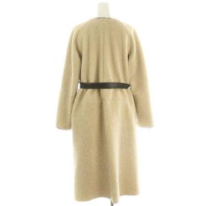 INSCRIRE Fake Mouton Liner Coat ノーカラーコート アウター ロンブ ボア ベルト付き 36 アイボリー