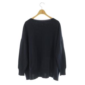 IENA 23SS コットンストレッチ NEO ワイド長袖プルオーバー ニット カットソー セーター 紺 ネイビー