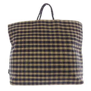 agnes b. ラフィア チェック トートバッグ ハンドバッグ 茶色 ブラウン /SR10