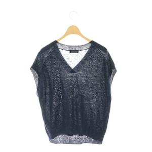 MARGARET HOWELL 22SS LINEN SILK ニットベスト プルオーバー リネン シルク混 2 紺 ネイビー