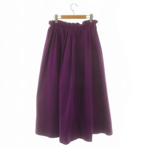 Drawer キリカエギャザーロングスカート フレア コットン 36 紫 パープル
