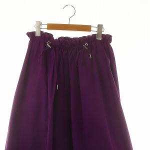 Drawer キリカエギャザーロングスカート フレア コットン 36 紫 パープル