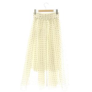 SNIDEL 23AW オーガンジーボリュームスカート フレアスカート ロング ドット 水玉 0 アイボリー 黒 ブラック