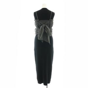 SNIDEL 23AW チュール&ノースリニットワンピース キャミソール 2点セット ロング リブ F 黒 ブラック グレー