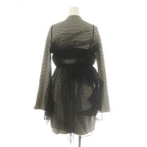 SNIDEL 23AW チュールキャミセットミニニットワンピース レイヤード 長袖 ボーダー F 黒 白 ブラック ホワイト