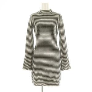 SNIDEL 23AW チュールキャミセットミニニットワンピース レイヤード 長袖 ボーダー F 黒 白 ブラック ホワイト