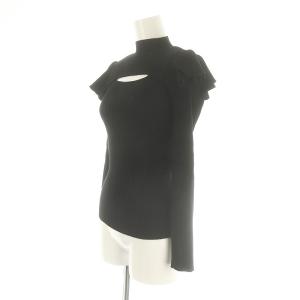 SNIDEL 23SS デコルテオープンフリルニットトップス セーター 長袖 ハイネック F 黒 ブラック