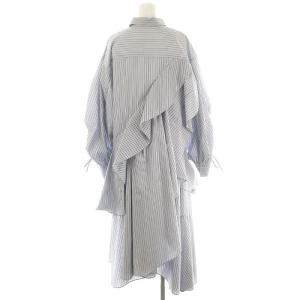 SNIDEL 23SS ボリュームイレヘムワンピース ロング ミモレ長袖 ストライプ 0 青 ブルー