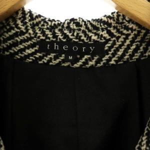 Theory ウールコート タック ツイード アウター M 黒 ブラック