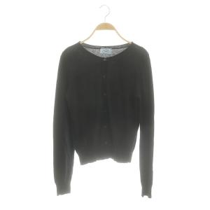 クルーネックカーディガン ニット 長袖 カシミヤ混 40 黒 ブラック /ES OS